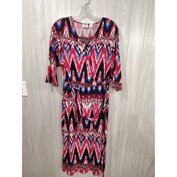 Women's Vibrant Hippie Alternative Dress Plus Size 14/16W Faux Wrap Cato - Picture 1 of 7